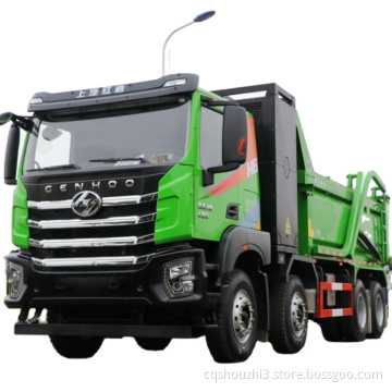 SZ 2023 Materiali da costruzione Transportazione Dump Discuglio elettrico Saic Hongyan Jiehu H6 360HP 8x4 Muck EV Cargo Truck